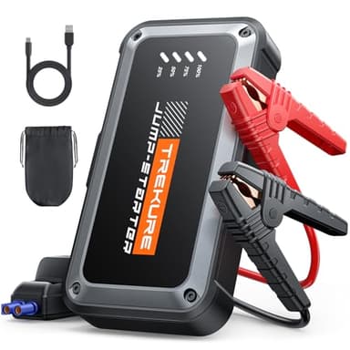 TREKURE Booster Batterie Voiture 5000A 16800mAh, 12V Démarreur Voiture (Jusqu’à 9.0L Essence & 8.5L Diesel), Booster Batterie Moto Portable, Pince Intelligente avec Affichage, Lumière LED à 4 Modes