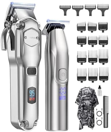 Tondeuse à cheveux professionnelle & T-lames Trimmer Set pour hommes, Tondeuse cheveux, Tondeuse à barbe, Tondeuse à cheveux électrique IPX7 étanche à l'eau