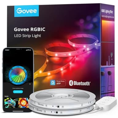 Govee Ruban LED 20M, RGBIC Bande LED avec Contrôle de Segment, Synchronisation Musicale, 64 Modes Scène, Contrôlable via APP, Changement de Couleur, pour la Chambre, 2 rouleaux de bandes de 10m