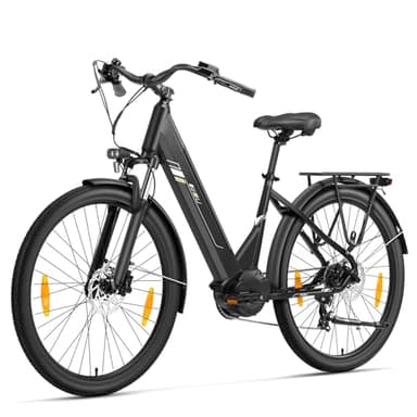Touroll Urbano 3 Vélo Électrique Adulte, Moteur Central 250W 70Nm, Freins Disque Hydrauliques, Batterie Amovible 120km Autonomie, 27.5" Vélo électrique de Ville 7 Vitesses