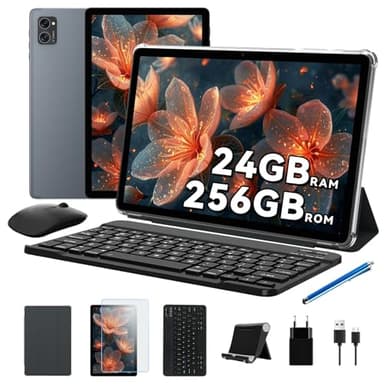 TABWEE Android 16 Tablette avec Clavier et Stylet - 24 Go+ 256 Go(4To TF), Octo-Core, Gemini AI, Tablette 10 Pouces, Widevine L1, 5000 mAh, 8 MP+ 5MP, GPS, Face ID (Garantie de 4 Ans)