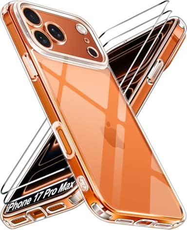 ivoler Anti-Jaunissement Clair Coque pour iPhone 17 Pro Max avec 2 Pièces Verre Trempé, Protection Militaire Antichoc Transparente Étui de Protection Mince Bumper Housse