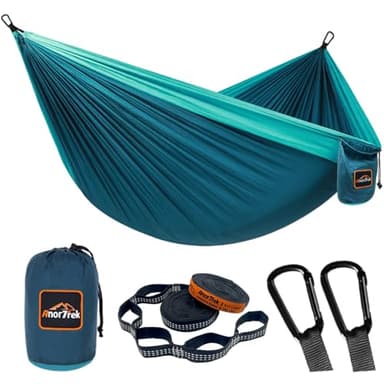 AnorTrek Camping Hammock, hamac de Voyage en Nylon Super léger et Portable avec Deux Sangles d'arbre, pour Le Camping, la randonnée et Le Sac à Dos