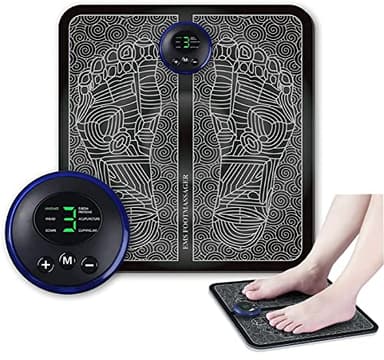 AUELEK Massager des pieds, EMS Massager pour pieds, masseur plantaire électrique pliable et portable, pour la circulation sanguine et le soulagement de la douleur musculaire, 6 modes et 9 intensités