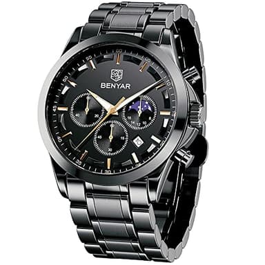 BENYAR by Montre Homme Chronographe 30M Etanche Montres Grand Cadran Date Analogique Quartz Montre Cadeau pour Hommes