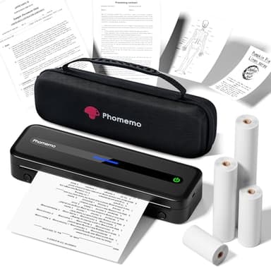 Phomemo Imprimante Thermique A4, M832 Imprimante Portable Sans Encre Compatible avec iOS et Android via Bluetooth, Papier Thermique Uniquement, avec Mallette de Transport et 4 Rouleaux de Papier, Noir