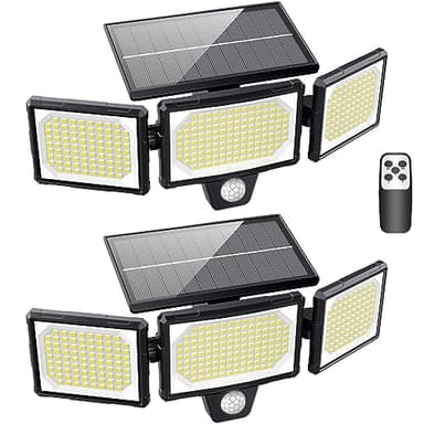 [Lot de 2] Lampes Solaires Extérieur Puissante - 304LED Projecteur Lumière Solaire Extérieure avec Détecteur de Mouvement, 320°éclairage Grand Angle IP65 Solaire éclairage Mural d'extérieur