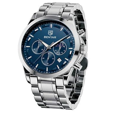 BENYAR by Montre Homme Chronographe 30M Etanche Montres Grand Cadran Date Analogique Quartz Montre Cadeau pour Hommes