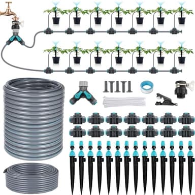 Système d'irrigation Jardin, 30M Tuyau Kit d'irrigation Goutte Kit Arrosage Automatique Micro Irrigation Goutte Kit d'irrigation Goutte à Goutte pour Jardin Pelouse Serre Plantes Potager