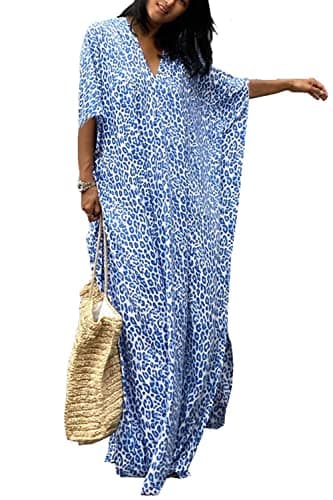 YOUKD Kaftan D'été pour Femme Maxi Robe Bohème Plage Bikini Coverup Robe Long Kimono Taille Unique