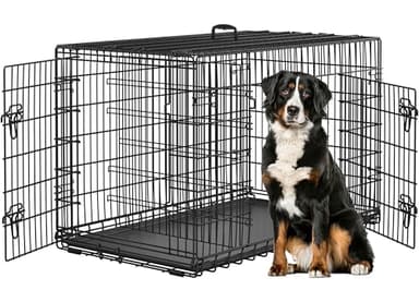 Yaheetech Cage pour Chien Pliable Caisse de Transport pour Chien en métal 120x70,5x78 cm Niche pour Chien Exterieur Interieur 2 Portes Verrouillables et Plateau Amovible Cage de Chiot