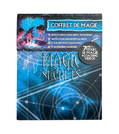 LUGY Magic Secrets - Coffret de Magie (kit Complet) - Niveau débutant/intermédiaire pour Enfants à partir de 7 Ans - Boîte de Tours de Magie + Carte - 70 Tours + tutoriels vidéos