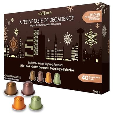 Cafféluxe Aluminum Hot Chocolate Pods – 40 Capsules Compatible with Nespresso – A Taste of Decadence – Hot Chocolate Pods for Nespresso Machine – Variety Capsules