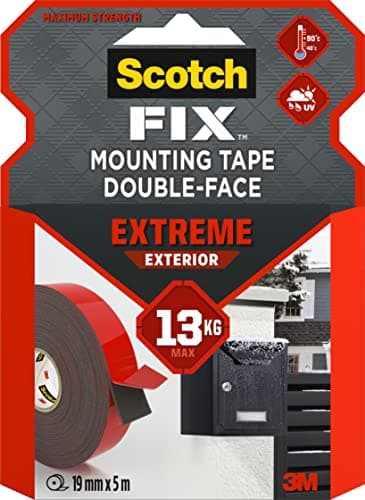 Scotch-Fix Ruban de Fixation Extrême pour Extérieur, 1 Rouleau 19 mm x 5 m, Noir - Pour un Usage Extérieur Extrême, avec la Technologie avancée 3M - Supporte jusqu'à 13kg