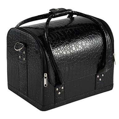 Mallette Maquillage Professionnel Trousses à Maquillage avec Bretelle Cosmétique Noir étui de Maquillage Etanche Vernis à Ongles Organisateur Maquillage Boîtes à Bijoux Doux