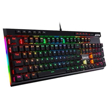 Redragon K580 VATA RGB LED Clavier de Jeu mécanique rétroéclairé 104 Touches Anti-ghosting avec Touches de Macro et Commandes de Support dédiées, Enregistrement de Macro intégré, US Layout