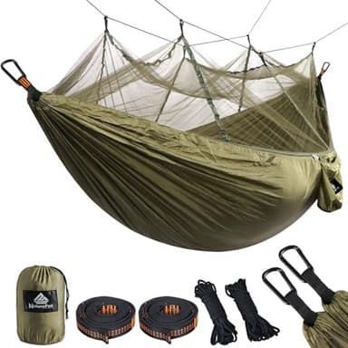 NatureFun Hamac ultra-léger de voyage Camping | 300 kg Capacité de charge,(275 x 140 cm) respirante, nylon à parachute à séchage rapide | 2 x Mousquetons de qualités,4 x sangles de nylon Inclus