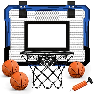 QDRAGON Panier Basket Interieur, Basketball Hoop Panier de Basketball Mural avec 3 Ballons, Filet, Backboard et Pompe à Air pour Garçons Filles Enfants et Adultes