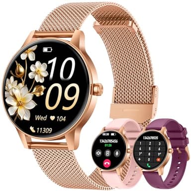 Montre Connectée Femme avec Appel Bluetooth: 1.27" Smartwatch avec Fonction Féminine Cardiofréquencemètre SpO2 Sommeil Montre 100+ Mode Sport Montre IP68 Fitness Podomètre Compatible pour Android iOS