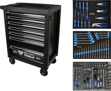 BRILLIANT TOOLS BT153207 Chariot d’atelier avec 7 tiroirs et 207 outils [Powered by KS TOOLS]