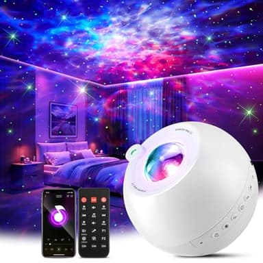 Projecteur Ciel Etoile Veilleuse Enfant, 15 Couleurs LED Chambre Cadeau Fille 10 Ans-15 Ans Cadeau Enfant, 15 Bruit Blanc + Bluetooth Veilleuse Bébé Veilleuse Adulte, Lumiere LED Decoration Chambre