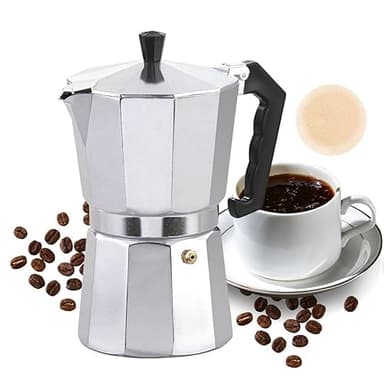 FainFun Moka Pot, Cafetiere Italienne 14 Tasses, Cafetières Italiennes Espresso, Cafetiere Moka Italienne, pour Plaques Gaz et Vitrocéramiques, 700ml, Aluminium, Argent (100ML)