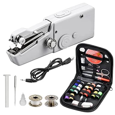 Mini Machine à Coudre Portable à Main Portative Electrique avec Kit de Couture pour Réparation de Vêtement DIY