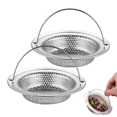 2 Pièces Filtre Évier Cuisine en Acier Inoxydable Grille Evier Cuisine Bouchon d'évier avec Poignée Relevable Crépine de Vidange d’évier Protection Contre Le Blocage Diamètre Diamètre 8cm Hauteur 2cm