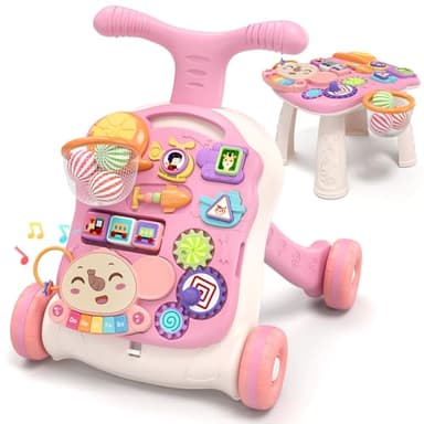 QDRAGON Trotteur Bebe Enfants, Troteur Marche Détachable avec Vitesse Réglable et Table Activité d'éveil, Evolutif 3 en 1 Chariot de Marche pour Bebe 6-36 Mois Garçon et Fille