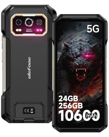 Ulefone Armor 27 Pro 5G Téléphone Portable Incassable, 6,78" FHD+ 120 Hz, Android 14, 24Go+256Go, 64MP Caméra Vision Nocturne, 10600mAh Smartphone Incassable 5G-WiFi/GPS/NFC/OTG