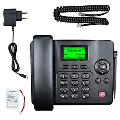 Lychee Téléphone Fixe sans Fil GSM Quadri-Bande sans Fil - Double SIM, Prise en Charge multilingue(Y Compris Le français),Grand écran rétroéclairé,Téléphone de Bureau pour Bureau/Hôtel/Résidentiel