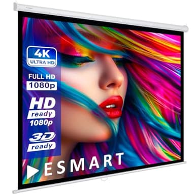 ESMART Economy EXR Écran de Projection Manuel 217 cm Image 200 x 200 cm (111") | Format 1:1 | Écran de projecteur Home cinéma écran Rollo LCD LED