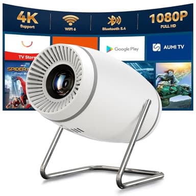 Vidéoprojecteur 4K Mini Projecteur Portable WiFi 6 BT 5.4, Projecteur Video avec Auto Keystone, 130 Pouces, 180° Rotation Compatible avec HDMI/TV Stick/USB/PS5 [App Intégrée]