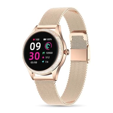 LUNIQUESHOP Montre Connectée Femme LSLUXE Brillante | Montre Tension Arterielle | Smartwatch | Montre Podometre Femme | Fitness| Cardiofréquencemètre | Montre connectée Waterproof | Or Rose