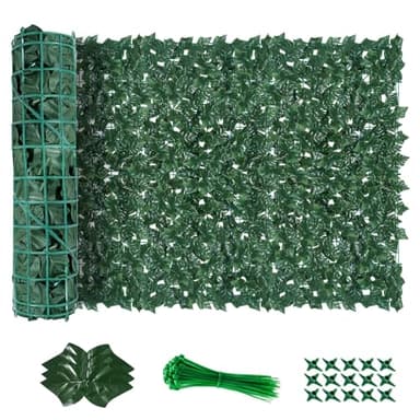 AGJIDSO Haie Artificielle 1x3M, Mur Vegetal Artificiel Exterieur, Brise Vue Jardin Décoration, Clôture de Feuilles Artificielles, 100 Pcs Serre Cable Plastique