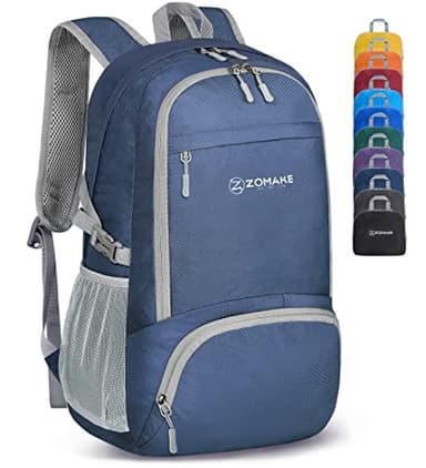ZOMAKE Sac a Dos Pliable Ultra Léger Sac à Dos De Randonnée Petit Packable Daypack 30L,Pour Femme Homme Sports Et Plein Air(Bleu Marine)