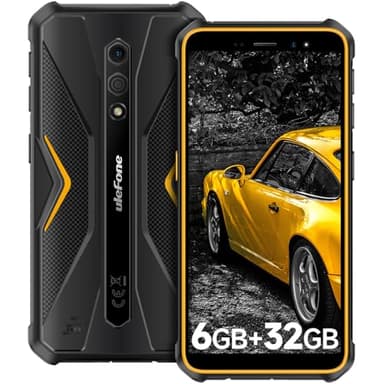 Ulefone Armor X12 Telephone Portable Incassable Android 13, 6Go+32Go ROM/256Go Extensible, Téléphone Étanche 4860mAh, 13MP+8MP Caméra, Smartphone Antichoc 5.45" HD+, 4G Dual SIM/NFC/GPS/IP69K-Orange