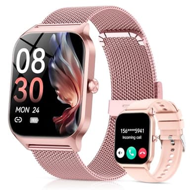 CASCHO Montre Connectée Femme avec Appel Bluetooth, 1.85" HD Smartwatch Femme avec Fréquence Cardiaque/Sommeil/SpO2, 120+ Modes Sportifs, IP68 étanche, Fitness Tracker Watch pour Android iOS-Or Rose