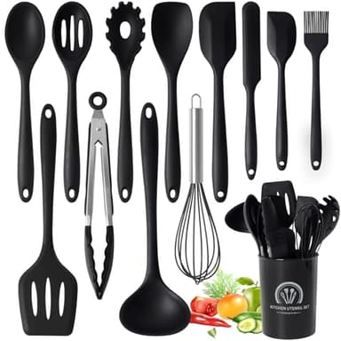 Omtofo 13 Pièces Ustensiles de Cuisine, Silicone de qualité Alimentaire, Sans BPA, Set Ustensiles Cuisine Accessoire Cuisine, Passe au lave-vaisselle