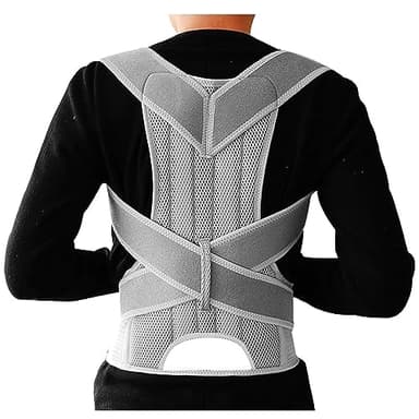 SUAVER Correcteur de Posture pour Homme et Femme Soutien Lombaire Respirant et Réglable Offrant un Soulagement de la Douleur du dos et des épaules,Soutien dorsal,Sangle Correction de bosse (XL, Grey)