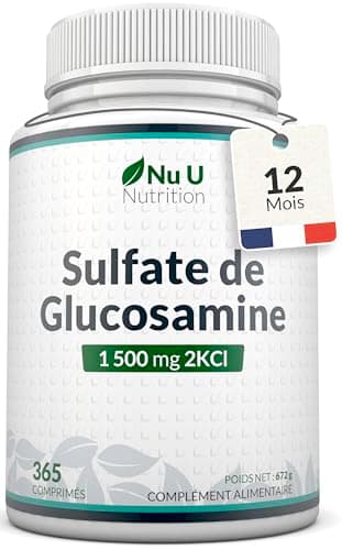 Glucosamine 1500 mg 2KCl - 365 Comprimés pour 1 An - Haute Puissance - Complément Alimentaire de Nu U Nutrition