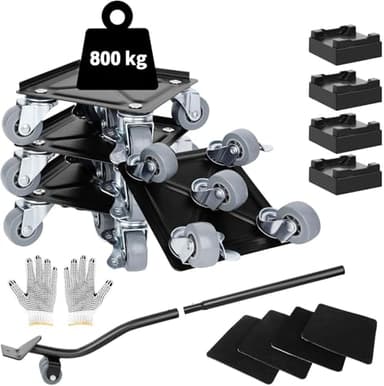 Kit de Transport de Meubles Lourds - 5 Roulettes Pivotantes à 360° et Lève-Meuble, Capacité de Charge 800 kg, Roulettes de Transport pour Réfrigérateurs, Canapés, et Autres Meubles Lourds