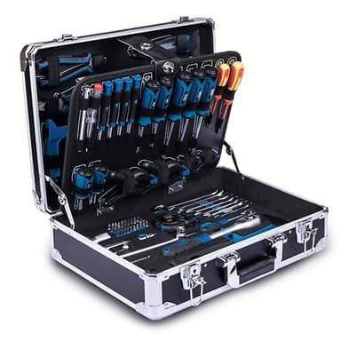 Scheppach Mallette à outils TB200 – Valise à outils – Coffret outils – Boîte à outils – Caisse à outils - Boîte de rangement - 141 pièces – En chrome vanadium - Idéal pour la mécanique