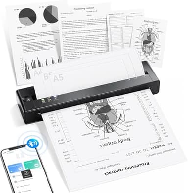 TATTMUSE A28U Imprimante Thermique A4, Imprimante Portable sans Encre pour Papier A4/A5/B5, Imprimantes Matricielles Compatible avec Les iOS et Android, Mini Printer pour Les Voyages