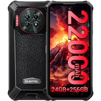 OUKITEL WP19 PRO 2024 Téléphone Portable Incassable - 22000mAh Batterie/33W, 24Go+ 256Go/2TO Smartphone Android 13, 6.8"FHD+ 120Hz, 64MP+20MP Nocturne Vision, Telephone Face ID/NFC/GPS/3 SIM Slots/OTG