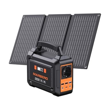 MARBERO Station Électrique Portable 98Wh avec Panneau Solaire Pliable 30W Générateur Solaire 26.400mAh Batterie Externe avec Sorties CC pour Road Trip Aventure Camping Maison