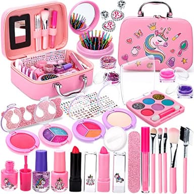 Purpledi Maquillage Enfant Jouet Fille 30pcs Jouet de Maquillage Lavable et Non Toxique, Valise Beauté pour Enfant, Cadeau de Noël Anniversaire pour Fille 3 4 5 6 7 8 Ans