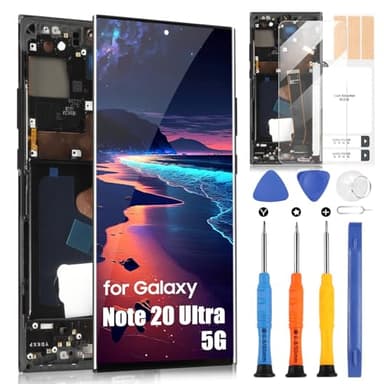OLED LCD pour Samsung Galaxy Note 20 Ultra 5G Écran de Rechange pour Samsung Note 20 Ultra 5G N986B N986U N986W LCD Affichage Digitizer Assembly Réparation Kit (Noir, Support Empreintes Digitales)