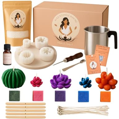 Alice's candle making, Kit de fabrication de bougies complet pour la creation de bougie :Kit bougie a faire soi meme adulte. Moule pour bougies, cire de soja, mèches, colorants.