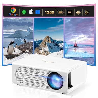 Strixorn Videoprojecteur Portable, Full HD 1080P Mini Projecteur, Projecteur Bluetooth pour iOS, Android, Windows, Compatible avec TV Stick/HDMI/Smartphone/Tablette/Laptop/USB [Télécommande]